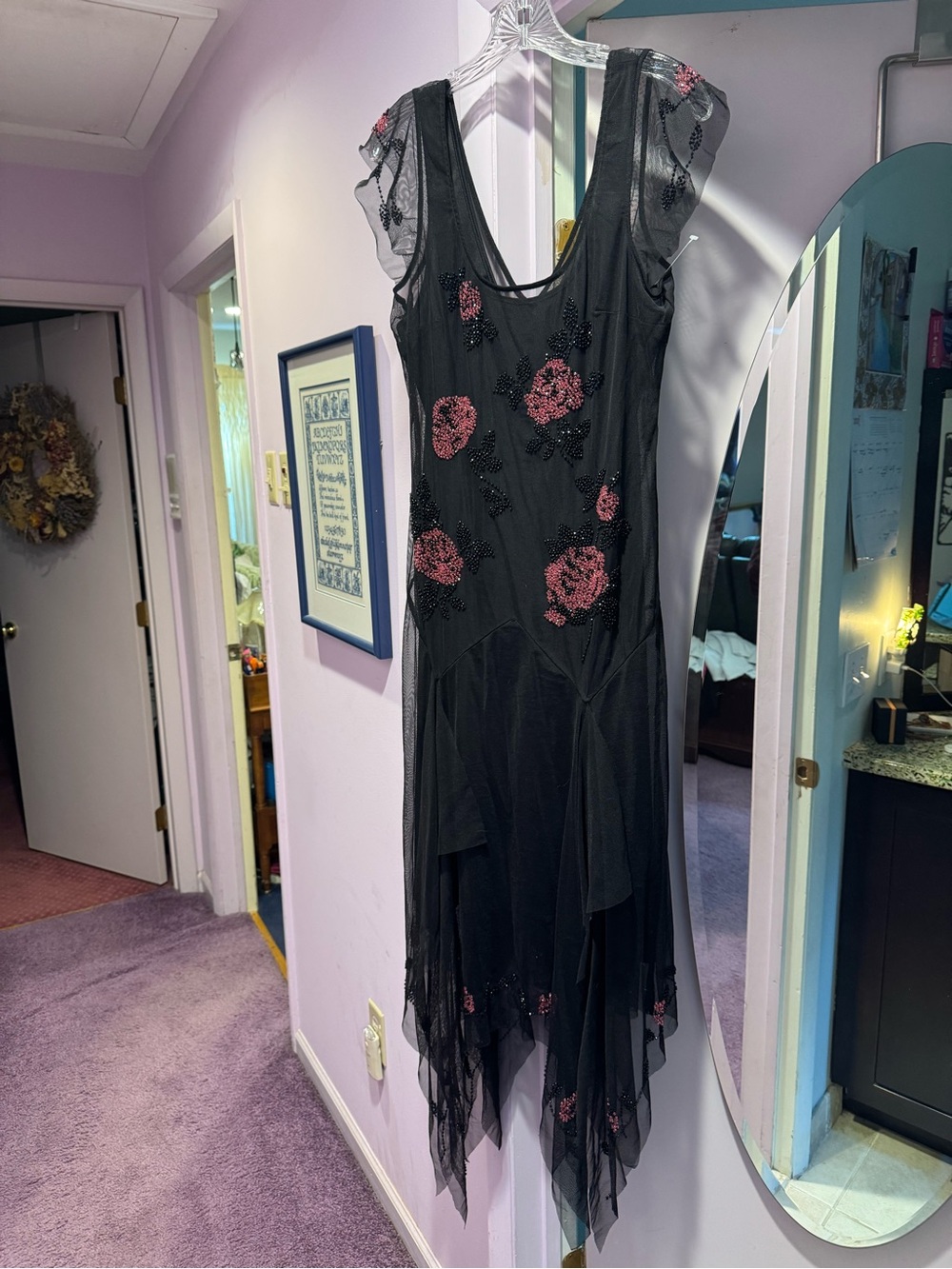 LIKE NEW!! Sue Wong Size 14 Asymmetrical Mesh Dress